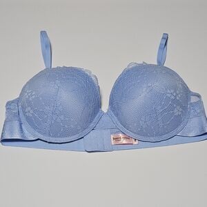 Juicy Couture 38C Lace Sexy Push-Up Bra Powder Blue NWOT